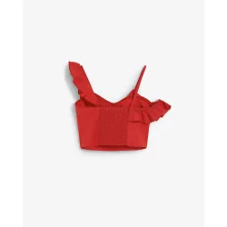 Top de mujer con volante y tirantes asimétricos
