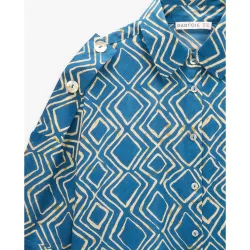 Camisa de mujer de manga corta con estampado geométrico