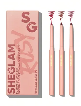 Set de delineador de labios So Lippy - Jardín de Rosas 3 piezas/set Delineador de labios mate suave de color rojo, alto pigmento, fácil de usar, tex - Shein - FashionsVida