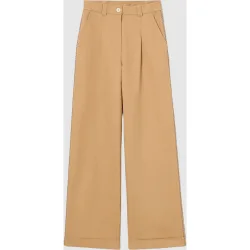 Pantalón de mujer recto de tiro normal con pliegues