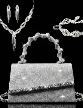 Bolso de mano brillante para mujer, nuevo bolso de noche con strass, bolso de fiesta para mujer, bolso de sobre de lujo, bolso de novia para boda, com - Shein - FashionsVida