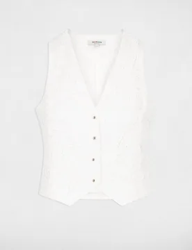 Chaleco de mujer encaje con botones a contraste - Morgan - FashionsVida