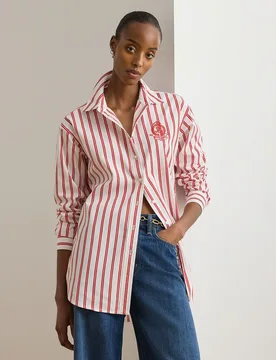 Camisa de mujer de algodón de rayas - Lauren Ralph Lauren - FashionsVida