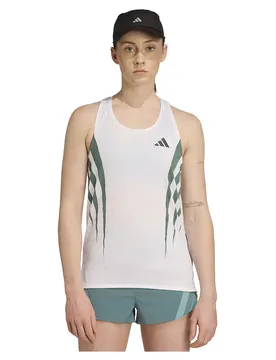 Maglietta Senza Maniche Adizero Archive Running White / Preloved Teal L