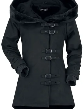 Gothic Winterjacke - Across The Night - S bis XXL - für Damen - Größe L - schwarz - Frauen - female - Gothicana by EMP - FashionsVida
