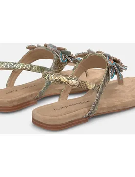 Sandalias de dedo de mujer con tira en t con detalle de flor y cierre de hebilla - Alma en Pena - FashionsVida