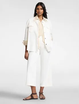 Pantalones de mujer cropped de gabardina cierre con botón y cremallera - Elena Miró - FashionsVida