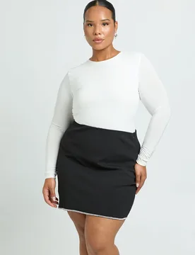 Womens Plus Structured Diamante Trim Mini Skirt - Black - Size 26 Uk - Boohoo - FashionsVida