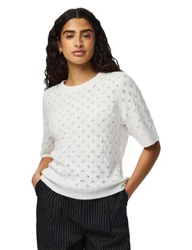 Pull Lelou O-neck Knit Cloud Dancer M - Pieces - FashionsVida