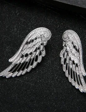 HIBRIDE New European and American style sliver color wing earrings women's daily decorative jewelry wedding party gift E332 - Aliexpress - FashionsVida