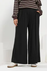 Wide Leg Stretch Trousers - Black - Size: 14S