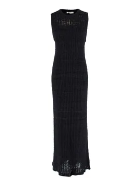 Navy Knitted Tank Maxi Dress - The Row - FashionsVida