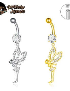 ASTM F136 Titanium With CZ Dancer Elf Banana Belly Button Piercing 14G Internal Thread Navel Sexy Belly Button Rings - Aliexpress - FashionsVida
