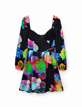 Robe courte évasée fleurs BLACK XS female - Desigual - FashionsVida
