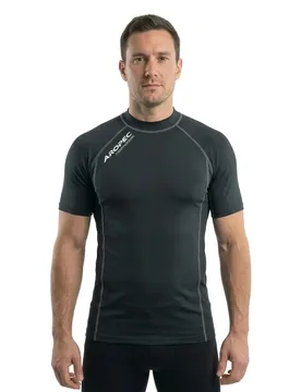 Compression Short Short Sleeve T-shirt Black S Men - Aropec - FashionsVida