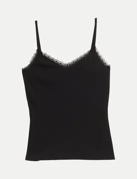 Top mit Spitzen-Detail Schwarz M - Tom Tailor Denim - FashionsVida