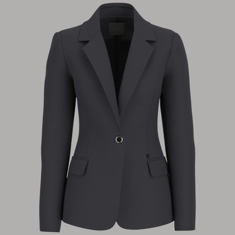 Giacca Blazer Nera Viscosa Regular Elegante 1 Bottone