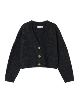 Cardigan Holly Boxy Fit Dark Grey Melange 13-14 Anni - Name it - FashionsVida