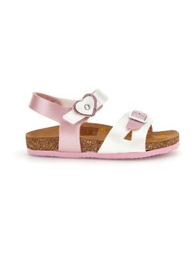 Sandali rosa bianchi con fibbia e cinturino cuore 257A187SR 32
