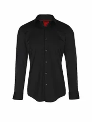 HUGO Jerseyhemd Slim Fit KENNO schwarz 43 herren