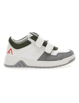 Sneakers basse 13141 Bianche e verdi con sottopiede in pelle 25