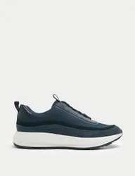 Leather Mix Runner Trainers Dark Navy male