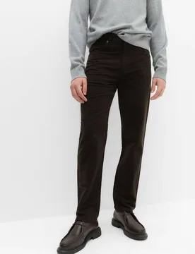 Straight Fit Italian Moleskin 5 Pocket Trousers Dark Brown male - M&S - FashionsVida