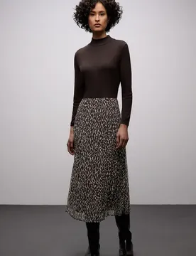Kleid mit Leo-Rock female Braun