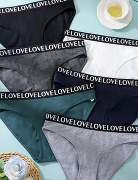 Paquete de 6 bragas con cintura con estampado de letras para mujer de talla grande - Shein - FashionsVida