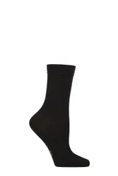 Pair Black Cotton Touch Anklet Socks Ladies 2.5-5 Ladies - - Black - Size: Small