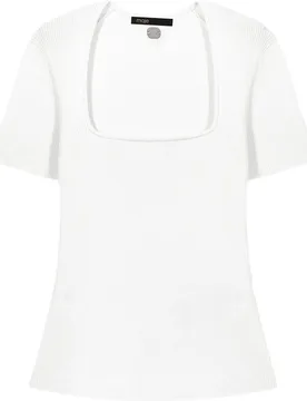 Jersey de mujer entallado de escote cuadrado con seda y manga corta - Maje - FashionsVida