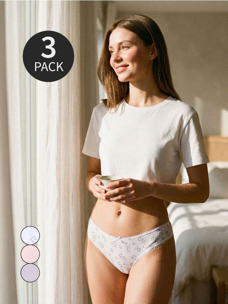 Perizomi tanga in cotone 3 confezioni - multicolor