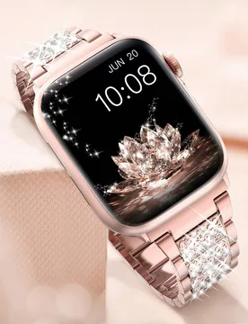 Pieza Banda de reloj de acero inoxidable con cristales de lujo para mujer, compatible con Apple Watch Series 11/10/9/8/7/SE/6/5/4/3/2/1/Ultra/3/2/1, c - Shein - FashionsVida