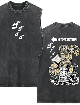 Anime Jojo Bizarre Adventure Kujo Jotaro To Be Continued Vintage Washed Tank Tops T-shirt Men 90s Manga Sleeveless Vest T Shirt - Aliexpress - FashionsVida