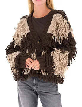 Cardigan scollo a V MARRONE UNI - VICOLO - FashionsVida