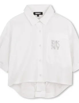 Chemise à Manches Longues D62567 White 14 Années Fille - DKNY - FashionsVida