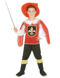 Musketier-Kinderkostüm weiss-rot-schwarz