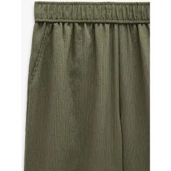 Pantalones rectos de mujer con cintura elástica y rayas texturizadas