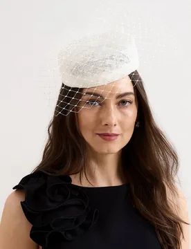 Women's Veiled Pillbox Fascinator in Ivory - Ivory - Size: One Size - Phase Eight - FashionsVida