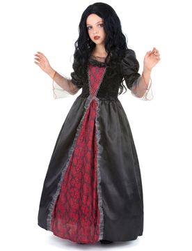 Barock-Vampirin Halloween-Kinderkostüm rot-schwarz