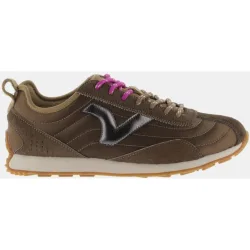 Zapatillas deportivas de mujer metalizadas con piezas de piel y logotipo metalizado