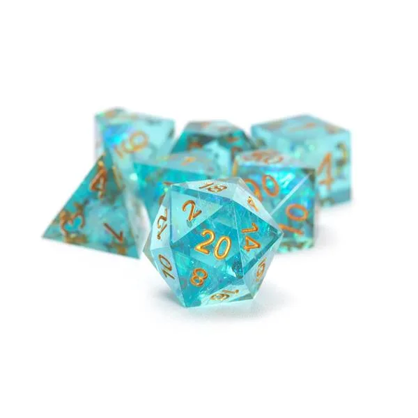Sharp Aqua Fairy 7-Piece Polyhedral Dice Set - Sirius Dice - FashionsVida