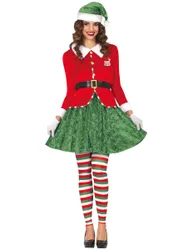 Weihnachtself Damenkostüm Rot Grün