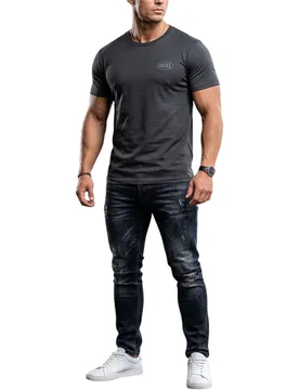 Mens T Shirts Graphic Logo Print Crew Neck Summer Cotton Tee - Black - Size Small - Diesel - FashionsVida