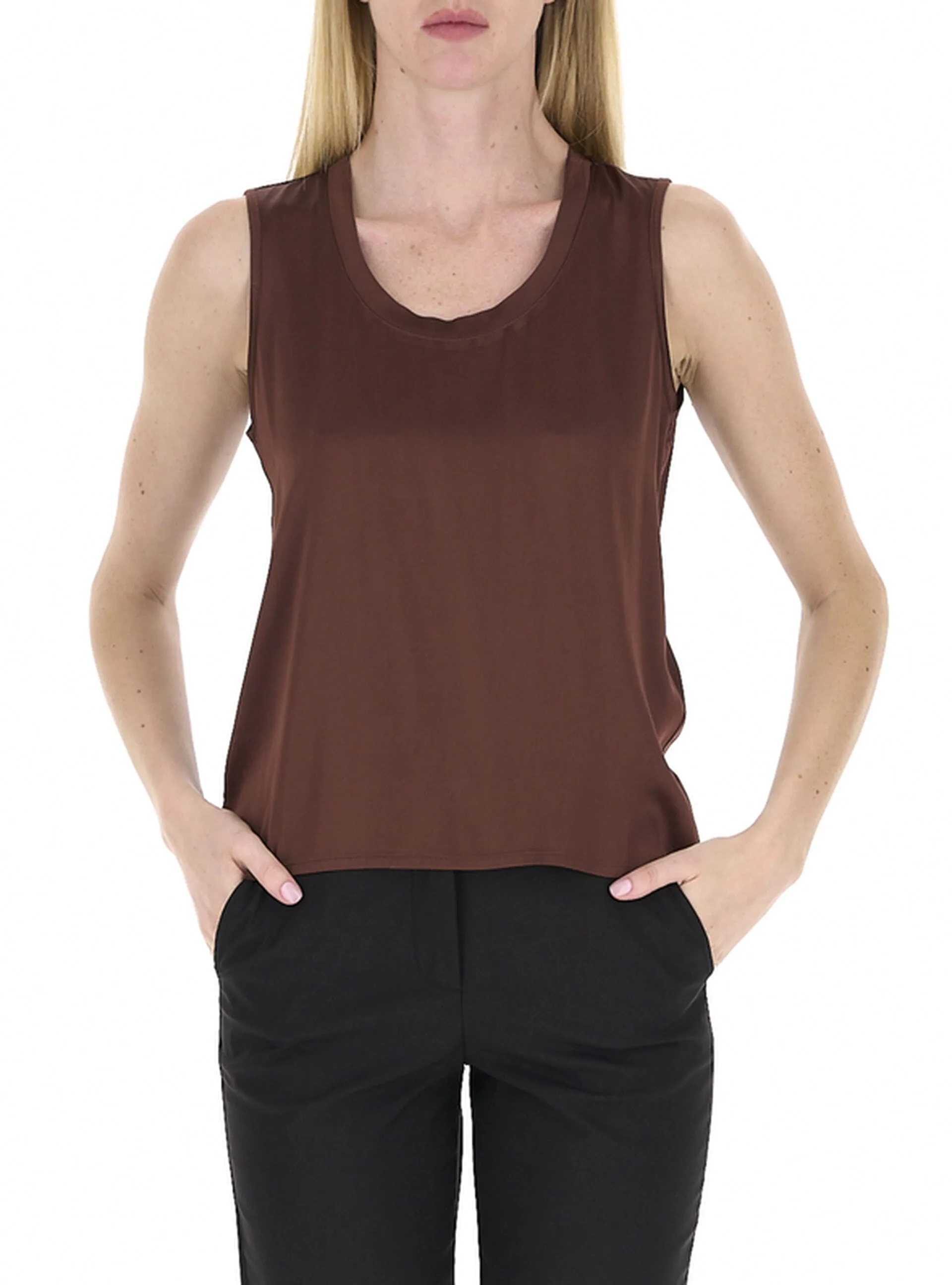 Dixie Blusa in satin MARRONE L - Dixie - FashionsVida