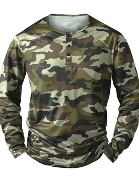 Summer Fashion Lapel Men's Camouflage Shirt Retro Fashion Long Sleeve T-Shirt - Aliexpress - FashionsVida