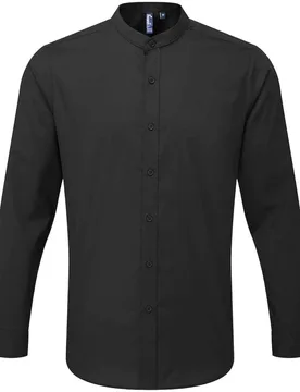 Adults Unisex Long Sleeve Grandad Shirt (Black) - Size 2xl - Premier - FashionsVida