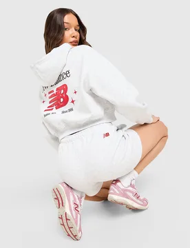 Womens Felpa con Cappuccio Full Zip Cropped Chrome - Grigio, grigio grigio Donna taglia XS - New Balance - FashionsVida