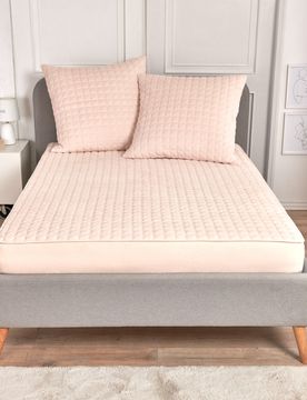 Fleece-Spannbetttuch mit Wabenstruktur creme 90x200cm
