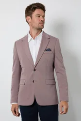 Men's Dusty Pink Birdseye Slim Fit Blazer Size: 42R - Pink - Size: 42R
